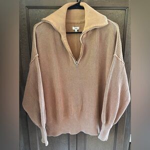 Aerie Dusty Pink Half-Zip Sweater